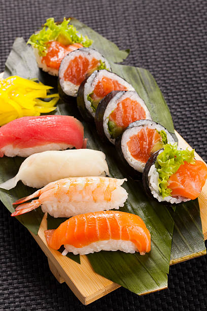 istock The composition of nigiri sushi 466182174