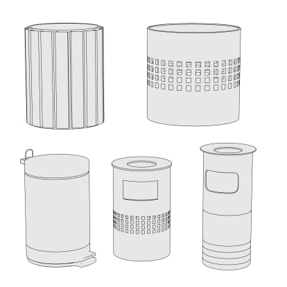 cartoon image of trash bins