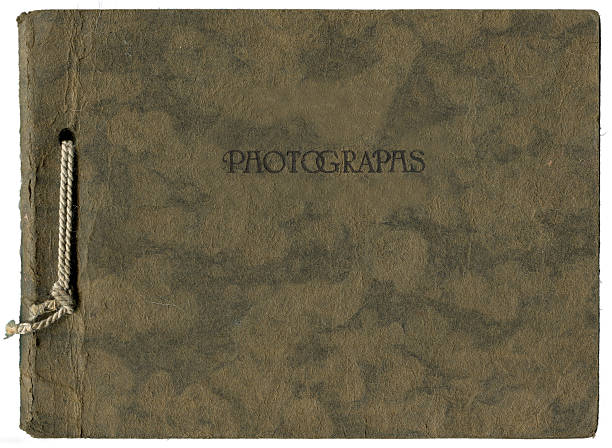 Aged brown photo album bonded with string
