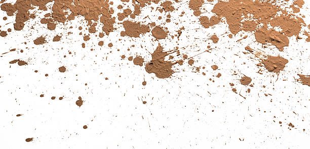 istock Textured clay splatter all over a white background 466183727