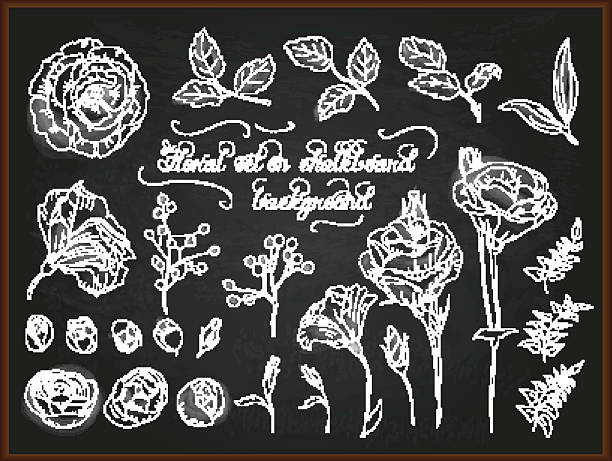 набор рук чертеж мел цветы для дизайна. - symbol love announcement message painted image stock illustrations