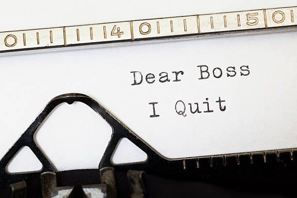 Dear Boss i Quit. Written on old typewriter Dear Boss i Quit. Written on old typewriter quitting a job stock pictures, royalty-free photos & images