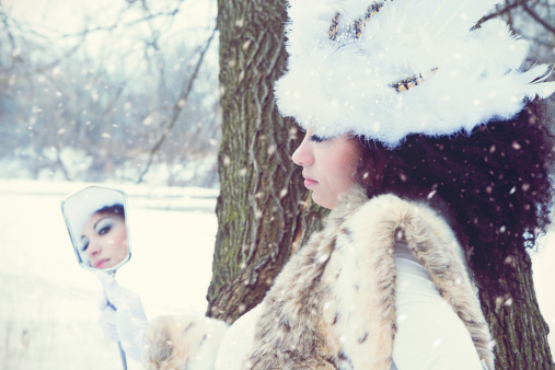 Mirror Mirror Concept. Winter Portrait