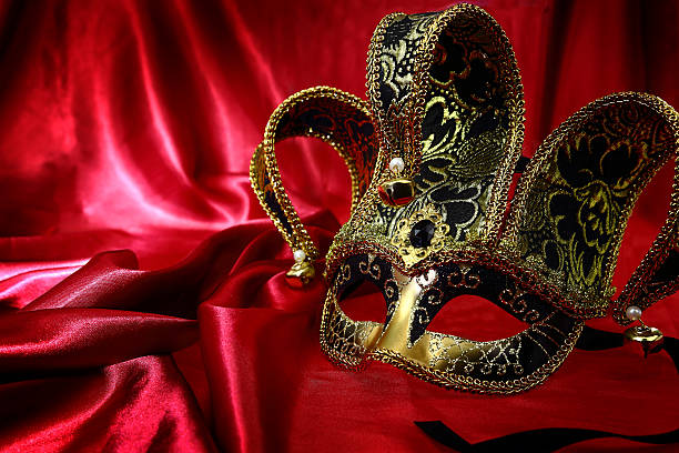 istock Vintage venetian carnival mask on velvet background 466189505