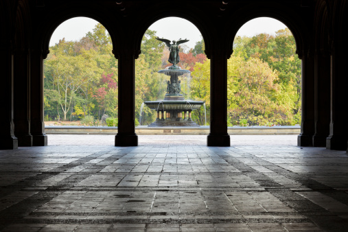 Central park's Bethesda fountain designed by Emma Stebbins in 1868 (New York City).