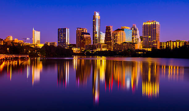 istock Central Austin Texas Cityscape Lady bird Lake Mirror Reflections 466190794