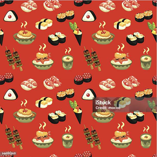 Japońska Kuchnia Bez Szwu Wzór - Stockowe grafiki wektorowe i więcej obrazów Abstrakcja - Abstrakcja, Bez ludzi, Czerwony