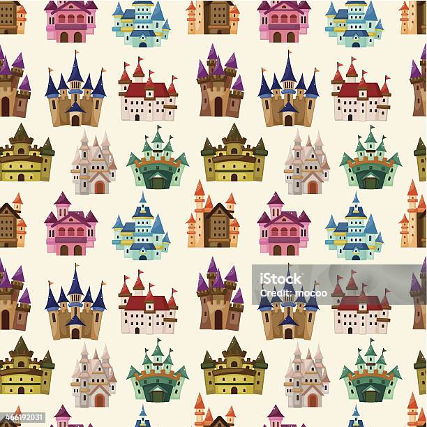 Cartoon Fairy Tale Castle Seamless Pattern Stock Illustration - Download Image Now - Architecture, Church, Computer Graphic