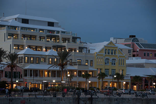 istock View of Hamilton, Bermuda, at night- from the bay. 466196834