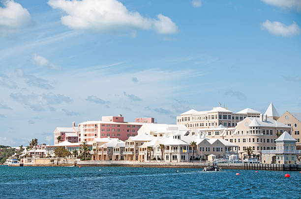istock Hamilton, Bermuda, waterfront condos and marina from a ferry. 466196876