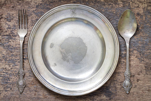 istock Old vintage cutlery and plate 466197898