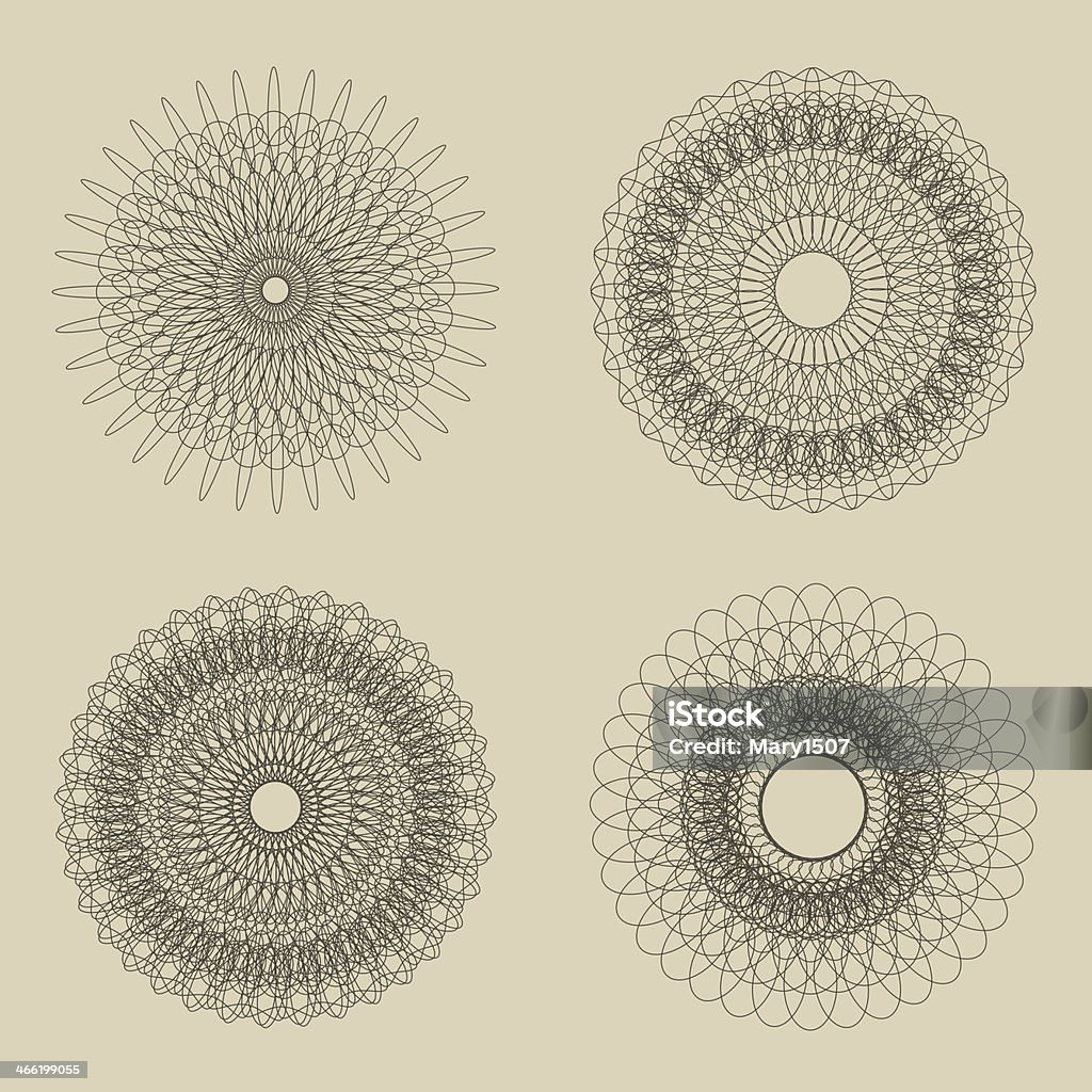 Zestaw Wektor Rosettes Gilosz świadectwa lub dyplomy, dekoracyjne elementy - Grafika wektorowa royalty-free (Abstrakcja)