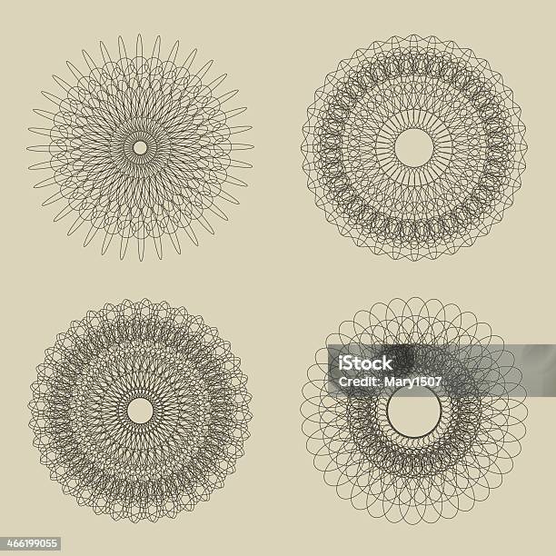 Zestaw Wektor Rosettes Gilosz Świadectwa Lub Dyplomy Dekoracyjne Elementy - Stockowe grafiki wektorowe i więcej obrazów Abstrakcja