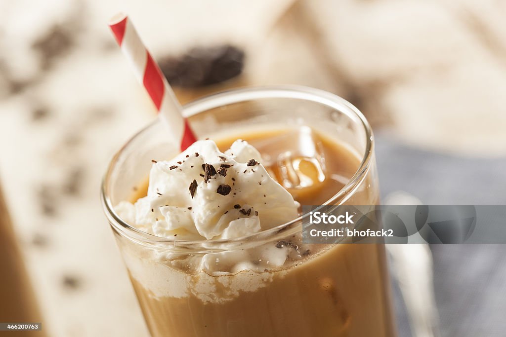 Fancy Iced Coffee with Cream Fancy Iced Coffee with Cream in a Glass Brown Stock Photo