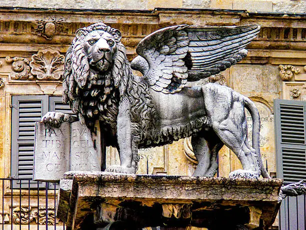 winged lion  statue in Verona,Italy
