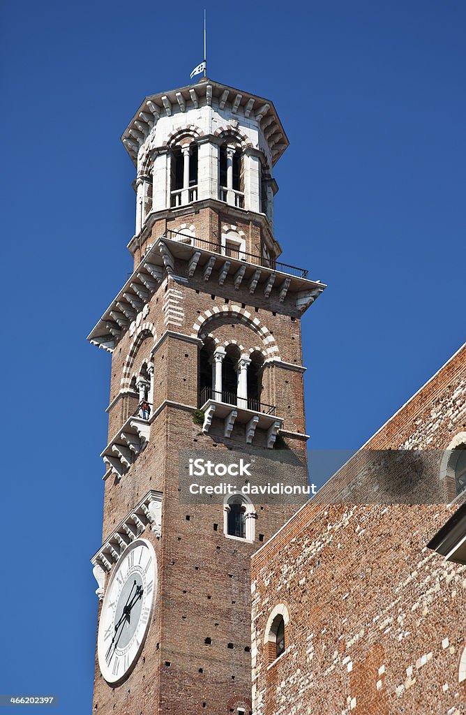 Lamberti Tower in Verona Torre Dei Lamberti in Verona Italy, arhitectural detail Ancient Stock Photo
