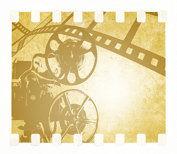 istock Vintage film strip background and old projector 466203068