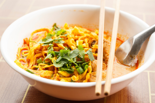 Khao Soi, Northern Style Curried Noodle Soup with Chicken