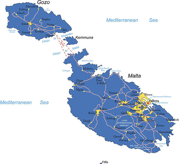 Malta map Detailed map of Malta. maltese silhouette stock illustrations