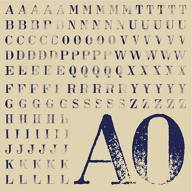 illustrazioni stock, clip art, cartoni animati e icone di tendenza di timbro set di alfabeto - rubber stamp alphabet typescript grunge