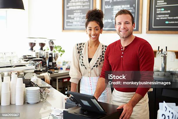 Coffee Shop Workers Smile For Photo Stock Photo - Download Image Now - Restaurant, Small Business, 30-39 Years