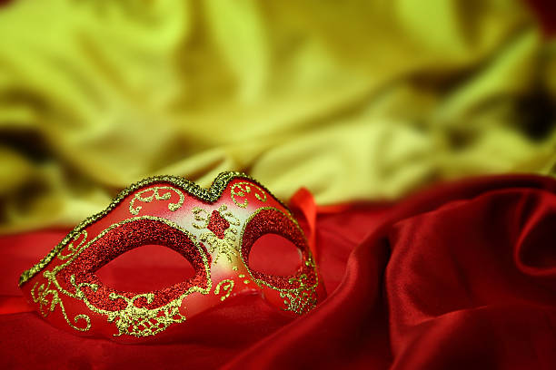 istock Vintage venetian carnival mask on velvet background 466205793