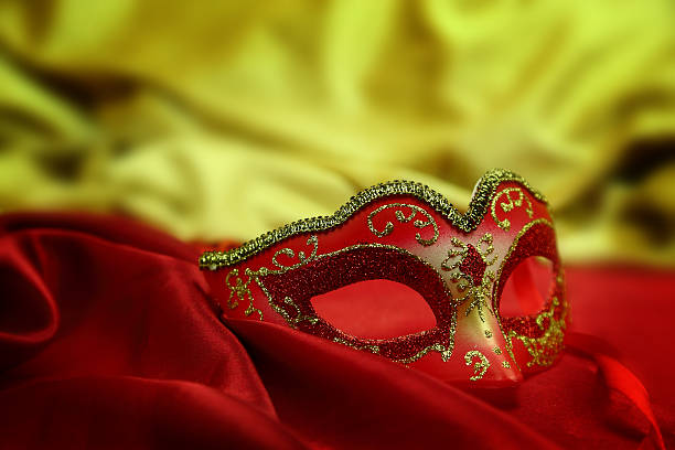 istock Vintage venetian carnival mask on velvet background 466205805