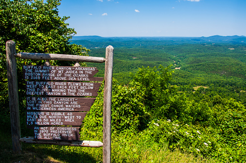Arkansas sign informs about Ozark mountains 