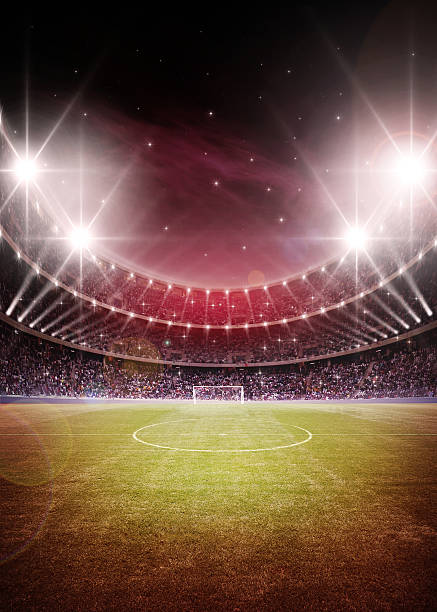 soccer field and the bright lights stock photo