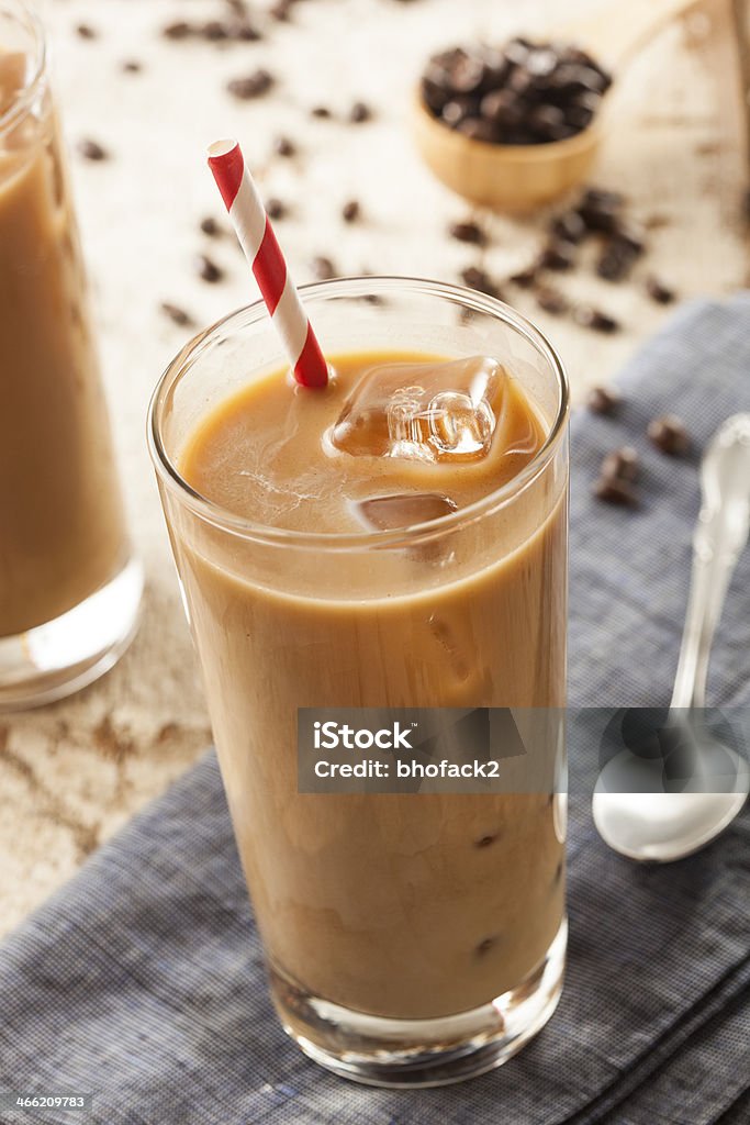 Fancy Iced Coffee with Cream Fancy Iced Coffee with Cream in a Glass Brown Stock Photo