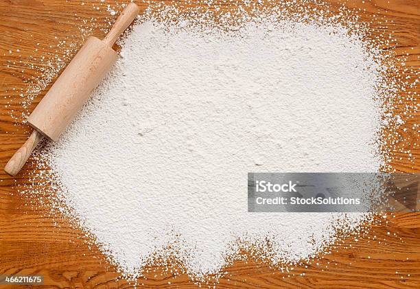 Baking Flour Texture Background Stock Photo - Download Image Now - Bake Sale, Flour, Rolling Pin