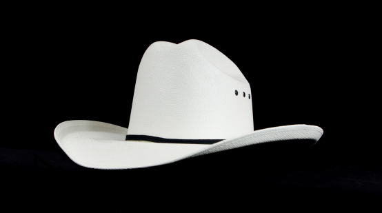 Brown suede cowboy hat on a white background