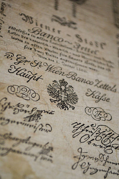 Historical Banknote Money A close up of an historical banknote from the austrian empire in the year 1800. dutch guilders stock pictures, royalty-free photos & images