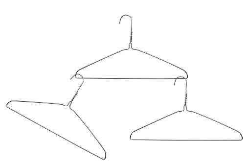 set of clothes hanger, empty clothes hanger isolated from background