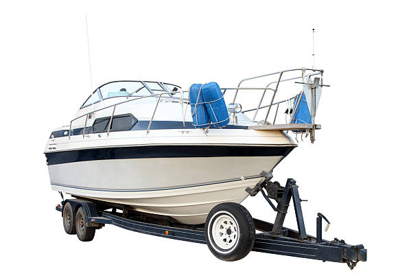 istock Modern powerboat on the trailer for transportation 466219040