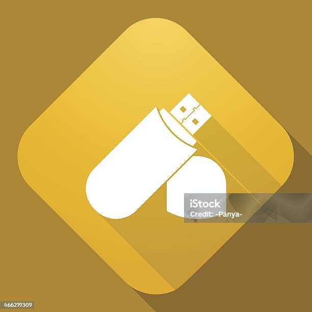 Vettore Icona Di Flash Drive Con Una Lunga Ombra - Immagini vettoriali stock e altre immagini di Arancione - Arancione, Attrezzatura elettronica, Bianco