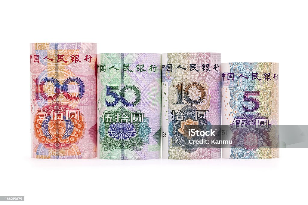 RMB banknotes ロールアップで、白背景 - 5ユーロ紙幣のロイヤリティフリーストックフォト