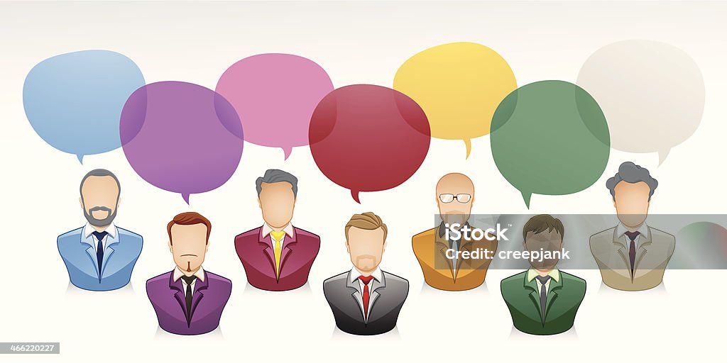 Homme d'affaires parlant avec bulle de dialogue - clipart vectoriel de Accord - Concepts libre de droits