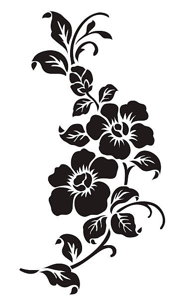 Flower motif Flower motif,Flower design elements vector monochrome clothing stock illustrations