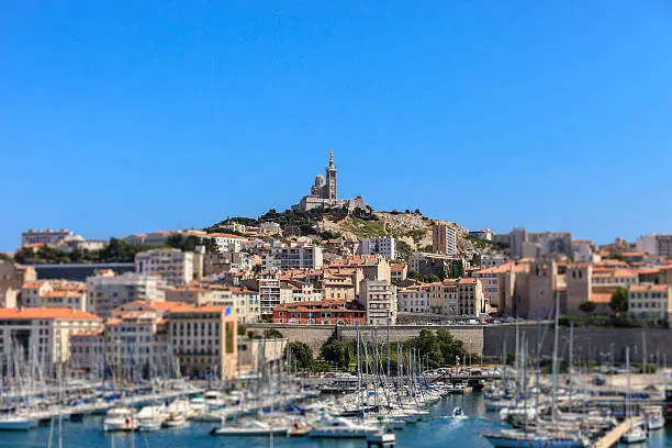 Marseille is the oldest city in France, the second largest city after Paris, and the largest port of France on the Mediterranean sea. It is located the Provence-Alpes-Cote d'Azur department. -selective focus-