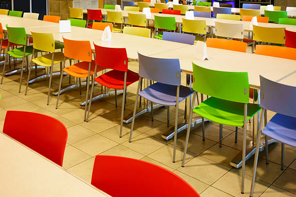 istock Canteen Cafeteria with Colorful Chairs 466223399