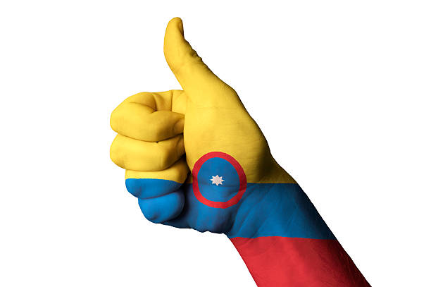 istock colombia national flag thumbs up gesture for excellence 466223512