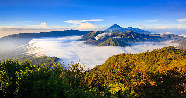istock Panorama of Bromo volcano at sunrise, East Java, Surabuya, Indonesia 466225521