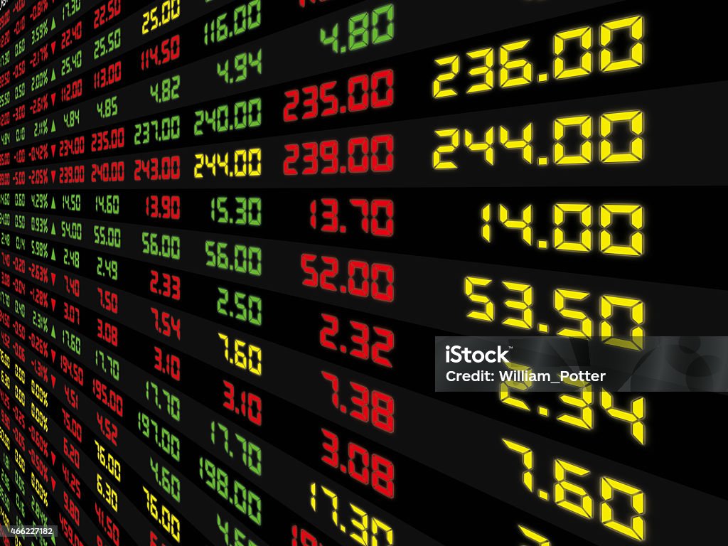 Display Panel of Daily Stock Market A display of daily stock market price and quotation during normal economic period Stock Market and Exchange Stock Photo