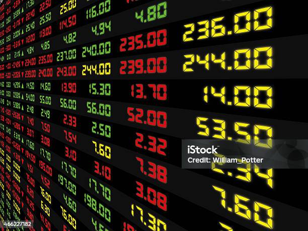 Display Panel Of Daily Stock Market Stock Photo - Download Image Now - Stock Market and Exchange, Cross Shape, Currency