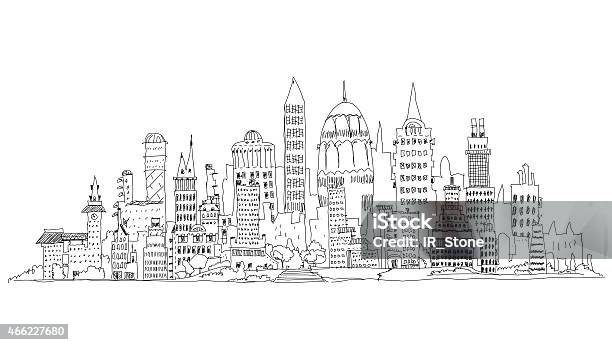 City Illustration Sketch Collection Stock Illustration - Download Image Now - 2015, Apartment, Architectural Dome