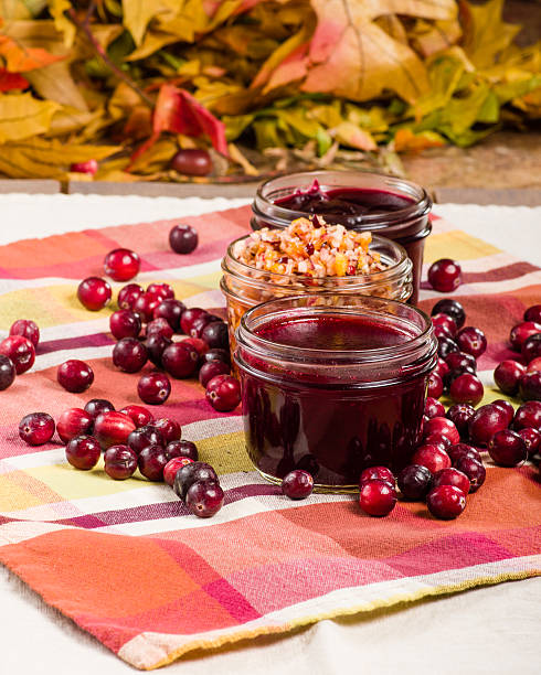 istock Cranberry sauce with cranberries and apple relish 466228342