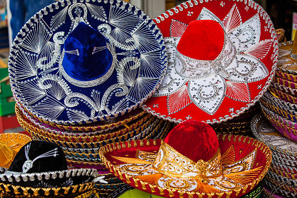 Colorido sombrero Mexicano - fotografia de stock