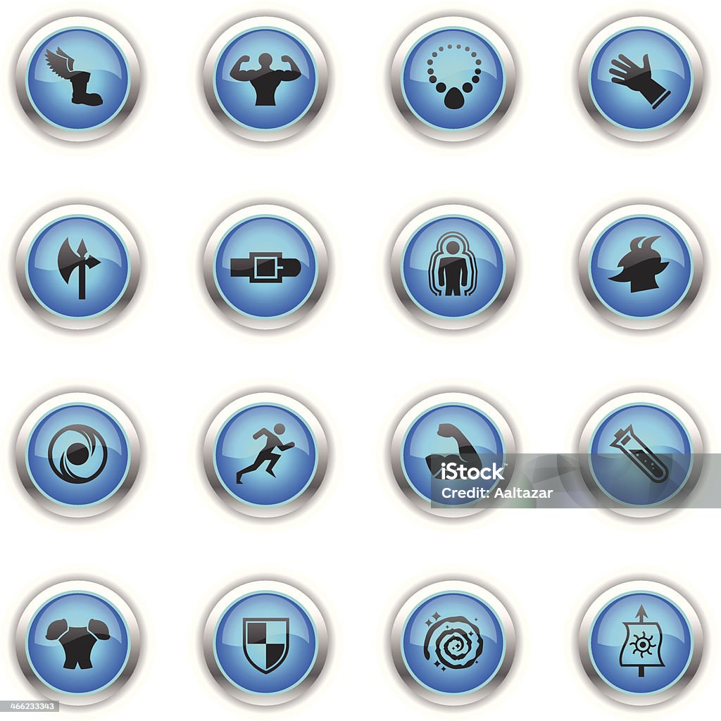 Blue Icons - Role Playing Games 16 icons representing different role playing games related symbols. Adult stock vector