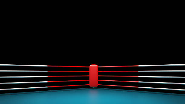 ring da boxe isolato su sfondo nero con alta risoluzione 3d rendering - boxing winning success challenge foto e immagini stock